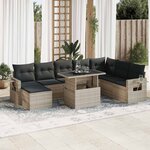 vidaXL Salon de jardin 9 Pièces avec coussins gris clair résine tressée