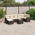 vidaXL Salon de jardin 8 Pièces avec coussins marron résine tressée