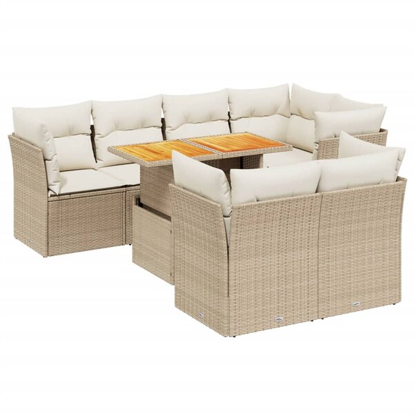 vidaXL Salon de jardin avec coussins 8 Pièces beige résine tressée