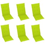vidaXL Chaises de jardin lot de 6 avec coussins vert vif Bois de teck