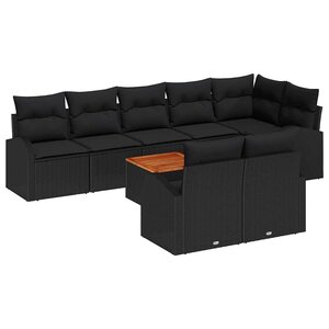vidaXL Ensemble de canapé de jardin 9 Pièces Noir Poly rotin