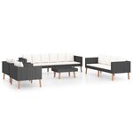 vidaXL Salon de jardin 5 Pièces avec coussins résine tressée noir
