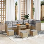 vidaXL Ensemble de canapé de jardin 10 Pièces Beige polyrotin