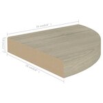 vidaXL Étagères d'angle flottantes 4 Pièces chêne 25x25x3 8 cm MDF
