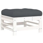 vidaXL Salon de jardin 6 Pièces avec coussins blanc bois massif