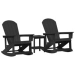 vidaXL Ensemble de salon de jardin 3 Pièces Noir HDPE