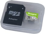Carte mémoire Ovegna MicroSDXC UHS-I Ultra, Vitesse de Lecture Allant Jusqu'à 100MB/S, Classe 10, U1, avec Adaptateur et boitier (64 Go)
