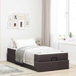 vidaXL Cadre de lit avec matelas Marron foncé 100 x 200 cm tissu