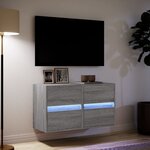 vidaXL Meubles TV muraux et lumières LED 2 Pièces sonoma gris 41x31x45 cm