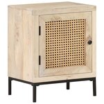 Vidaxl table de chevet 40x30x50 cm bois de manguier et canne naturelle