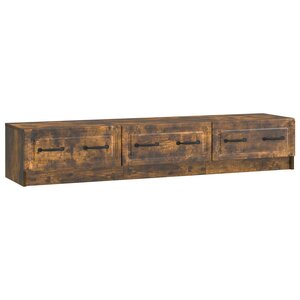 vidaXL Meuble TV Chêne fumé 147 x 34 5 x 27 cm Bois d'ingénierie