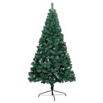 vidaXL Demi-arbre de Noël artificiel pré-éclairé et boules vert 150 cm