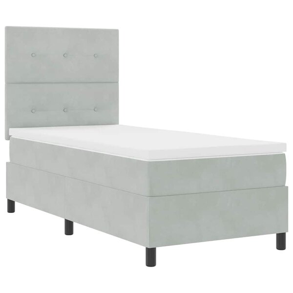 vidaXL Lit à ressorts avec matelas Gris clair 80 x 200 cm Velours