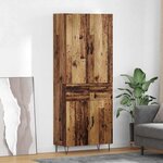 vidaXL Haut Armoire 2 Pièces Bois ancien Bois d'ingénierie et verre
