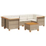 vidaXL Salon de jardin avec coussins 7 Pièces beige résine tressée