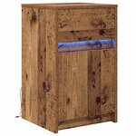 vidaXL Armoire de chevet LED avec tiroir Bois ancien 38 x 34 x 61 cm