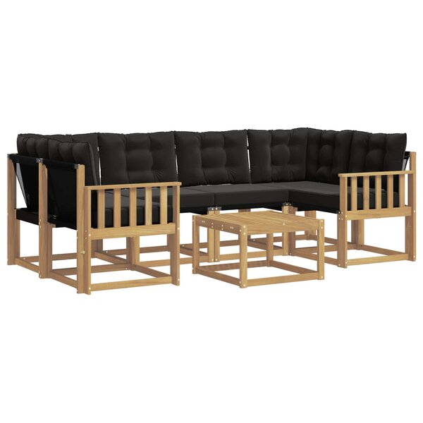 vidaXL Ensemble de canapés d'extérieur 7 pc Blanc et noir