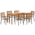 vidaXL Ensemble de salle à manger pour jardin 7 Pièces Noir