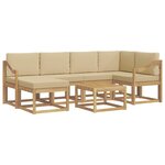 vidaXL Ensemble de canapés d'extérieur 7 Pièces Blanc et Beige