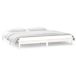 vidaXL Cadre de lit à LED sans matelas blanc 180x200 cm bois massif