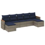 vidaXL Salon de jardin 7 Pièces avec coussins gris résine tressée