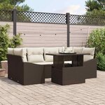 vidaXL Ensemble de canapé de jardin avec coussin 7 Pièces Marron et crème