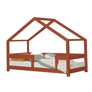 Lit cabane enfant LUCKY 120 x 180 rouge brique