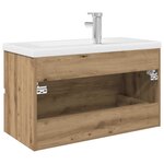 vidaXL Meuble lavabo avec bassin et robinet intégrés chêne artisanal