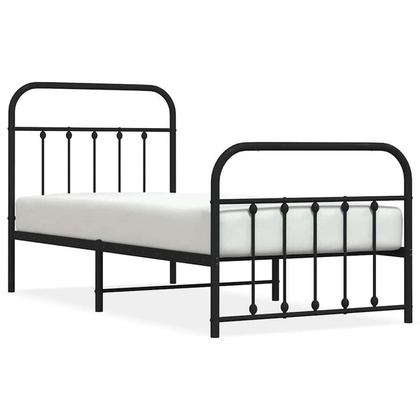 vidaXL Cadre de lit métal sans matelas avec pied de lit noir 90x190 cm