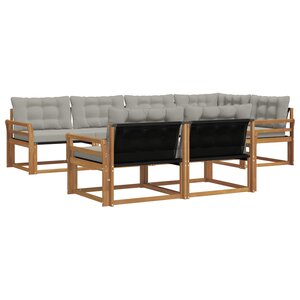vidaXL Ensemble de canapés d'extérieur 7 pc Naturel et gris clair