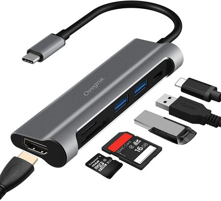 Ovegna PL006 : Hub USB Type-C vers 3 Ports USB V3.0, TF/SD Card V2.0, avec Une Structure métalique (en Aluminum)