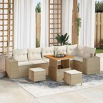 vidaXL Ensemble de canapé de jardin avec coussin 9 Pièces Beige et crème