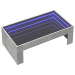 vidaXL Table basse avec LED infini gris béton 90x50x30 cm