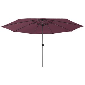 vidaXL Parasol de jardin avec lumières LED mât en métal rouge bordeaux
