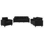 vidaXL Ensemble de canapés 3 Pièces avec coussins Noir Tissu microfibre