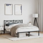 vidaXL Cadre de lit métal sans matelas avec tête de lit noir 140x190cm