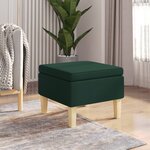 vidaXL Tabouret avec pieds en bois Vert foncé Tissu