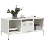 vidaXL Table basse blanc 101 5x50x43 5 cm acier laminé à froid