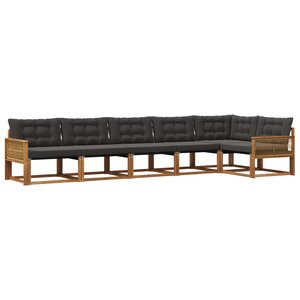 vidaXL Ensemble de canapés d'extérieur 6 pc Naturel et noir