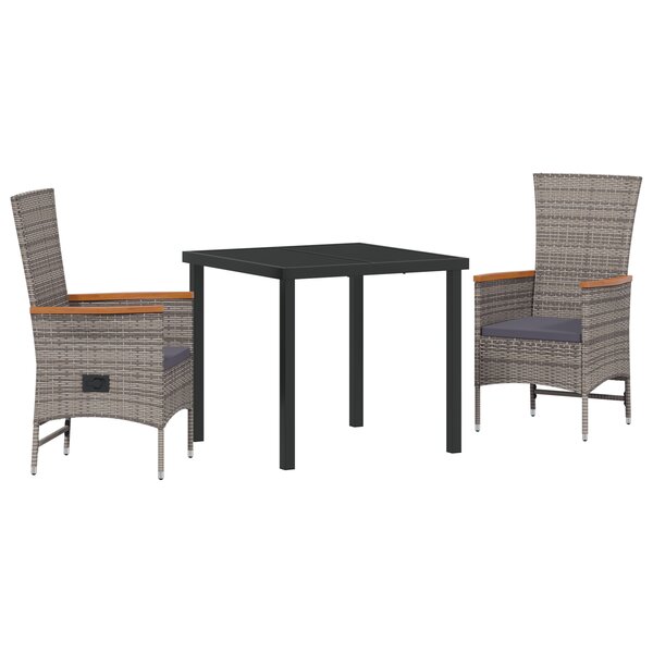 vidaXL Chaises d'extérieur 3 Pièces Gris Gris foncé 80 x 80 x 73 cm