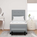 vidaXL Lit à ressorts avec matelas Gris clair 90 x 200 cm tissu