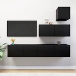vidaXL Ensemble de meubles TV 4 Pièces Noir Bois d'ingénierie