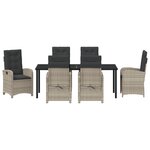 vidaXL Set de salle à manger de jardin de 7 pièces avec coussins Gris clair en poly rattan