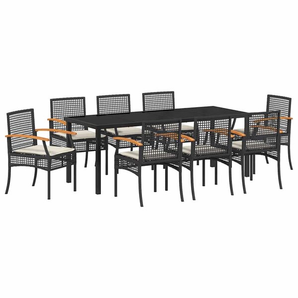 vidaXL Ensemble de salle à manger pour jardin 9 Pièces Noir polyrotin