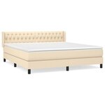 vidaXL Sommier à lattes de lit avec matelas Crème 180x200 cm Tissu