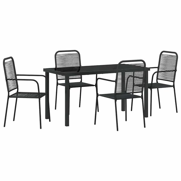 vidaXL Ensemble de salle à manger pour jardin 5 Pièces Noir