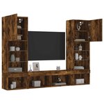 vidaXL Unités murales TV avec LED 5 Pièces chêne fumé bois d'ingénierie