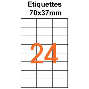 Étiquettes adhésives  70x37mm   (240 étiquettes) - blanc - 10 feuilles -t3azur