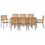 vidaXL Ensemble de salle à manger pour jardin 9 Pièces Gris
