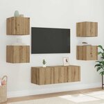 vidaXL Meuble TV mural Montage mural Chêne artisan 30 5 x 35 x 30 cm